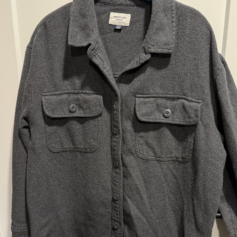 American Eagle Very Big Oversized Cotton Flannel Shirt Size Medium Fits Like XL - Picture 3 of 7